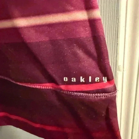 Women’s Oakley zippered front purple stripe drawstring hoodie jacket size S/P - Picture 9 of 12